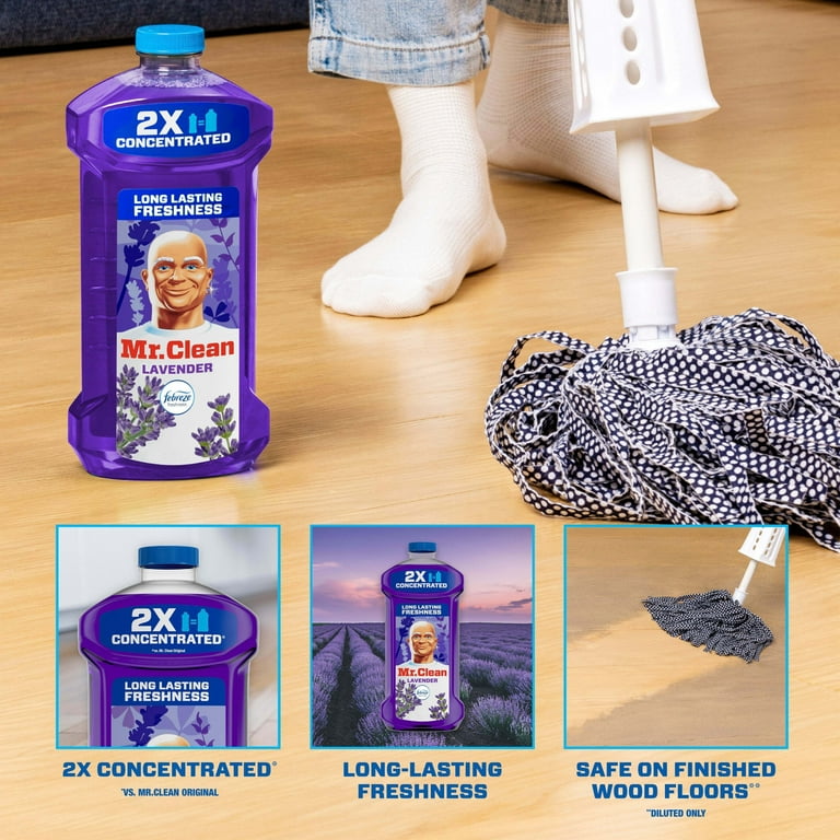 Mr. Clean 2X Concentrated Floor Cleaner, All Purpose Cleaner, Mop Soap, Lavender, 41 fl oz