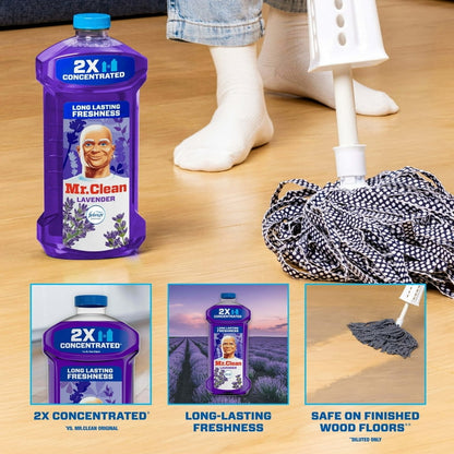 Mr. Clean 2X Concentrated Floor Cleaner, All Purpose Cleaner, Mop Soap, Lavender, 41 fl oz