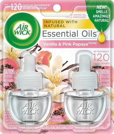 Air Wick Scented Oil - Twin Refill Essential Oils Vanilla & Pink Papaya - (2x.67)oz