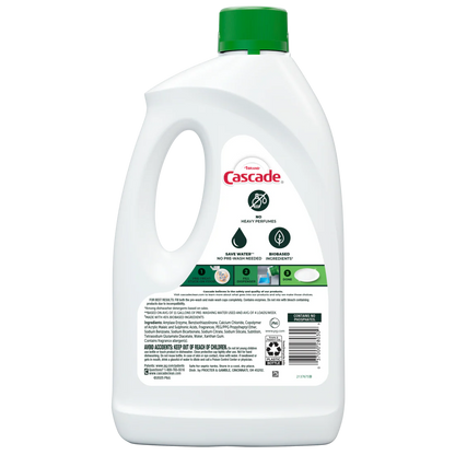 Cascade Free & Clear Dishwasher Detergent Liquid Gel Dish Detergent Dishwasher Soap Lemon - 75oz
