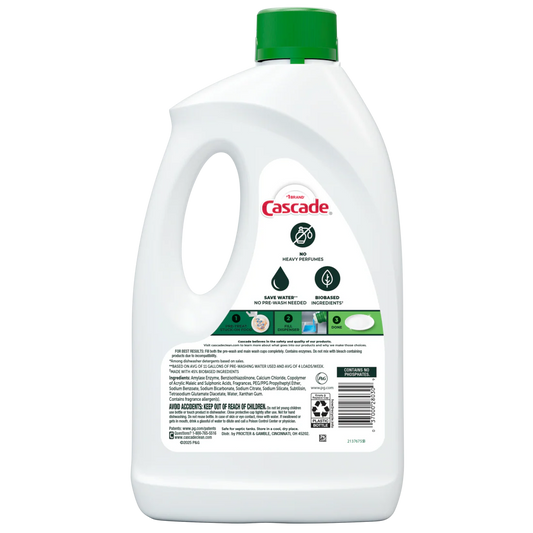 Cascade Free & Clear Dishwasher Detergent Liquid Gel Dish Detergent Dishwasher Soap Lemon - 75oz