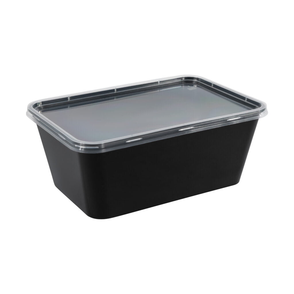 Rectangle Containers 34oz Black (8 Count)