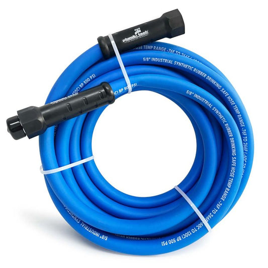 5/8" x 25' Industrial Grade Dual-Purpose Blue Synthetic Rubber Hose, BPA Free for Safe Drinking, 500 PSI Burst Pressure