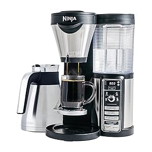 Ninja Coffee Maker for Hot/Iced Coffee with 4 Brew Sizes, Programmable Auto-iQ, Milk Frother, 43oz Stainless Carafe, Tumbler and 100 Recipes (CF085Z)