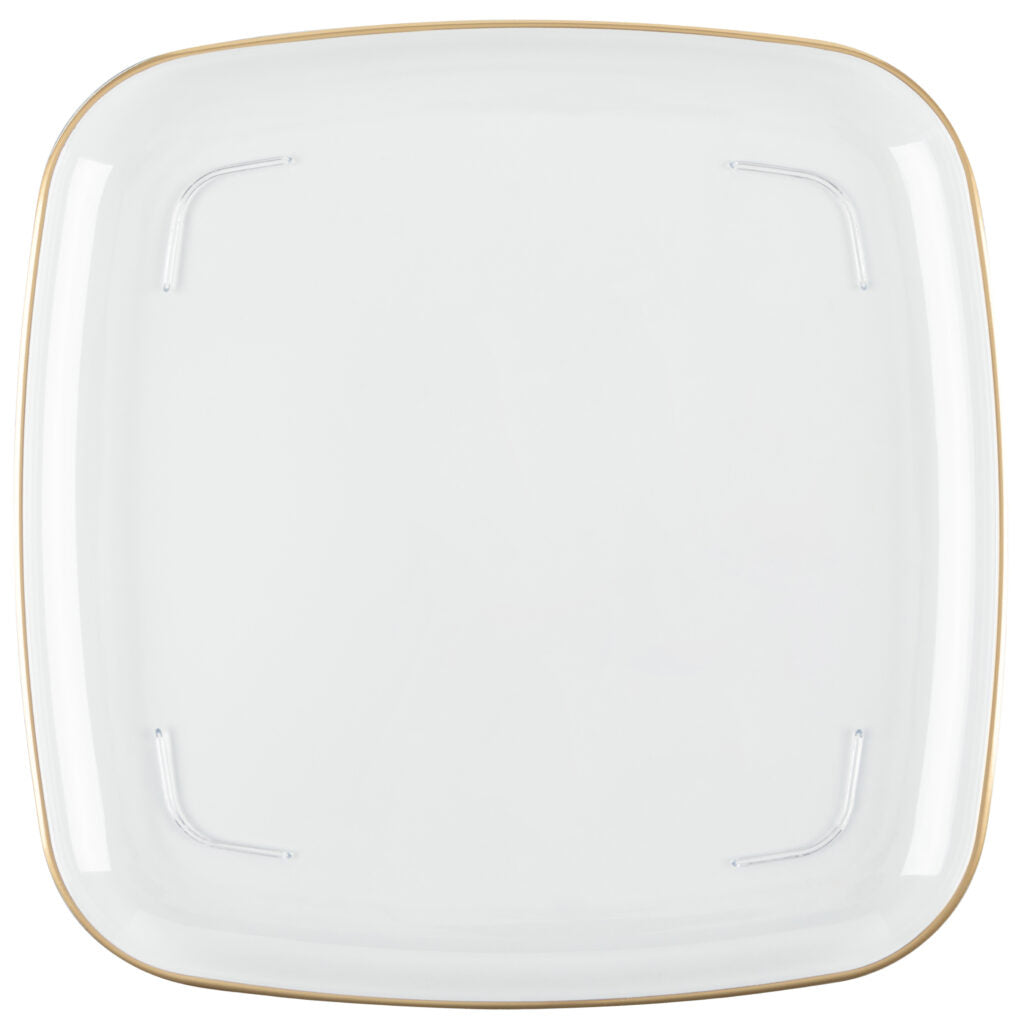 Organic Square Tray 14″ Clear/ Gold Rim (2 Count)