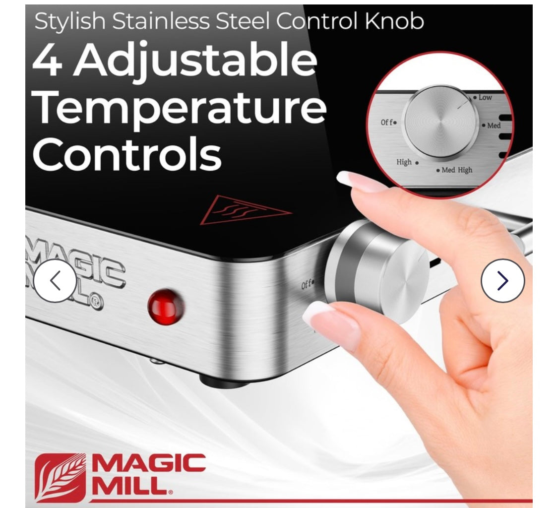 Magic mill Deluxe Hot  plate stainless steel enamel top 21”x16” surface