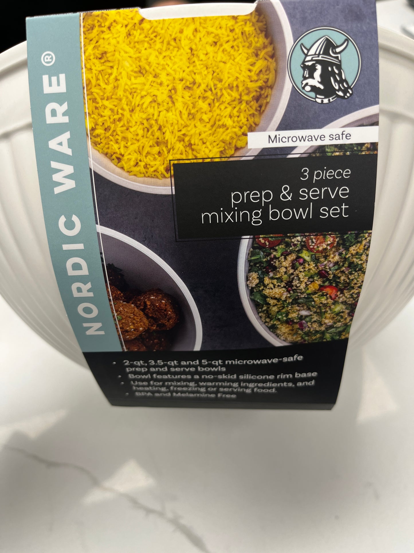 Three-piece prep and serve mixing bowl set