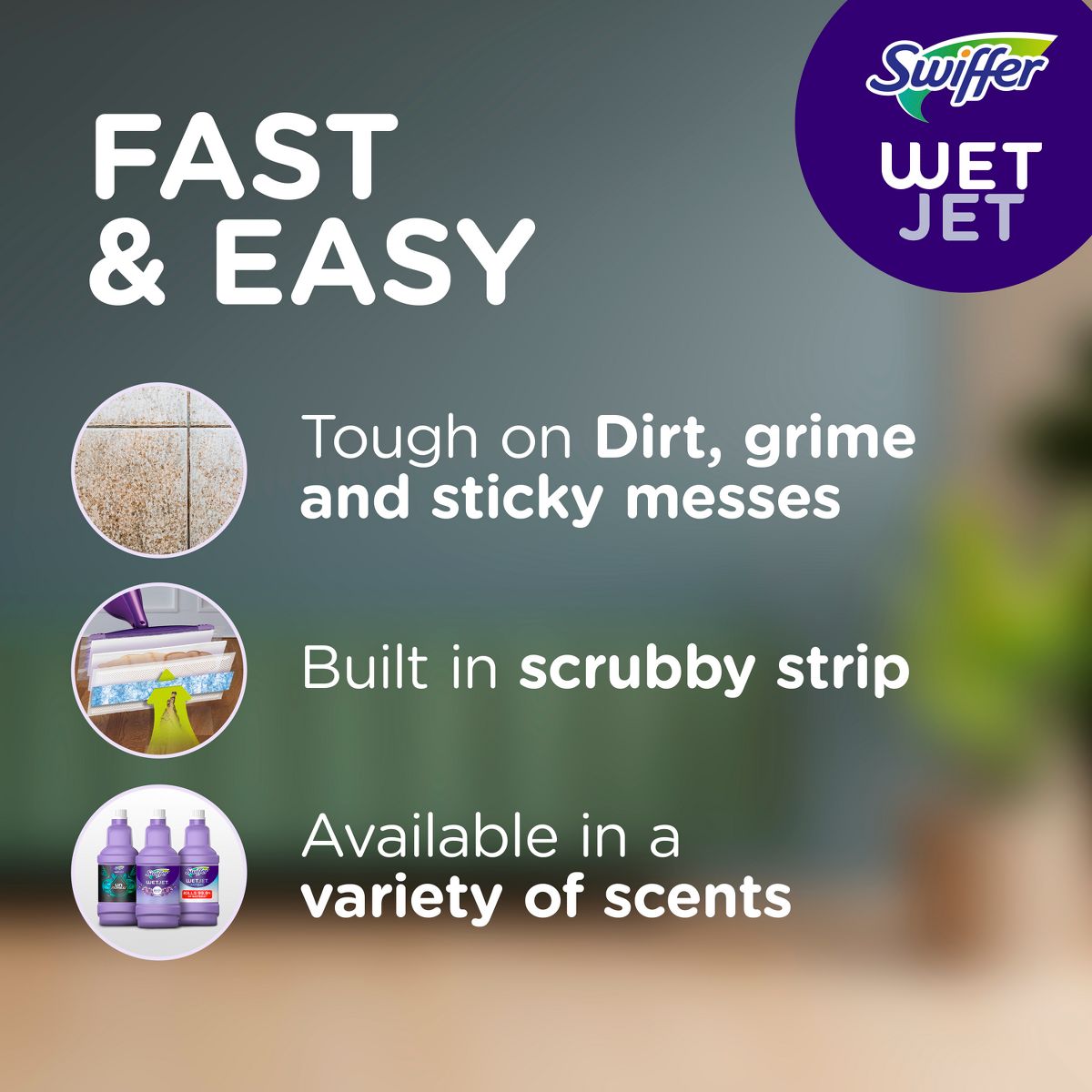 Swiffer WetJet Floor Mop Starter Kit (1 Spray Mop, 5 Mopping Pads, 1 Floor Cleaner Liquid Solution)
