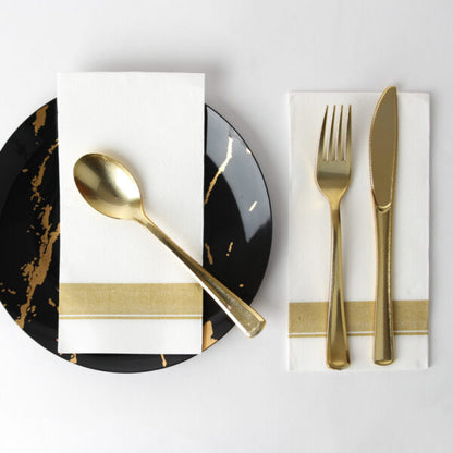 Cloth-Like Dinner Napkins Gold Border