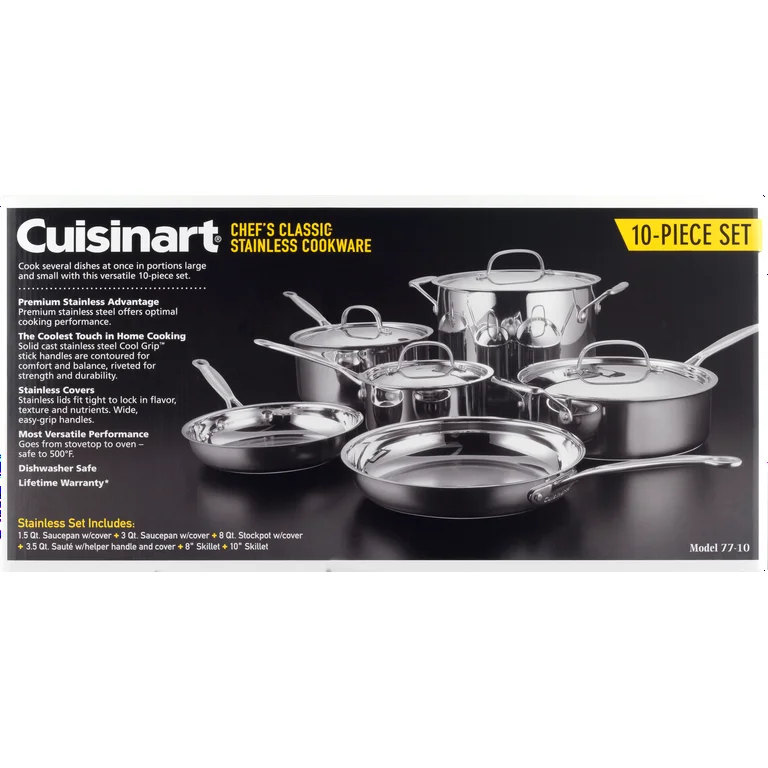 Cuisinart stainless steel chefs, classic cookware 10 piece set
