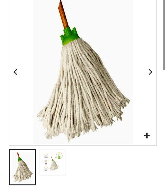 DECK MOP w/SCREW-ON WOOD STICK #12 COTTON