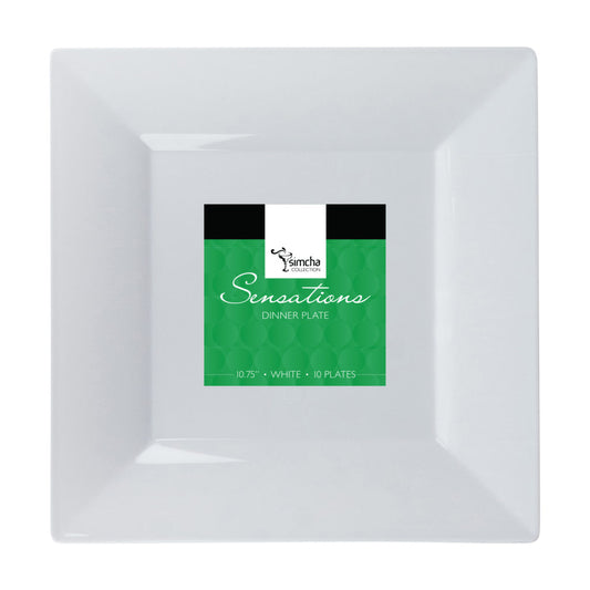 Splendid Collection White Square 10.75â€³ Dinner Plates (10 Count)