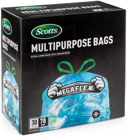 Scotts Drawstring Trash Bag Flex 30 Gal 78ct - Blue