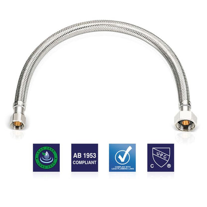 Faucet Supply Line Connector 20" x 3/8" OD x 1/2" FPT