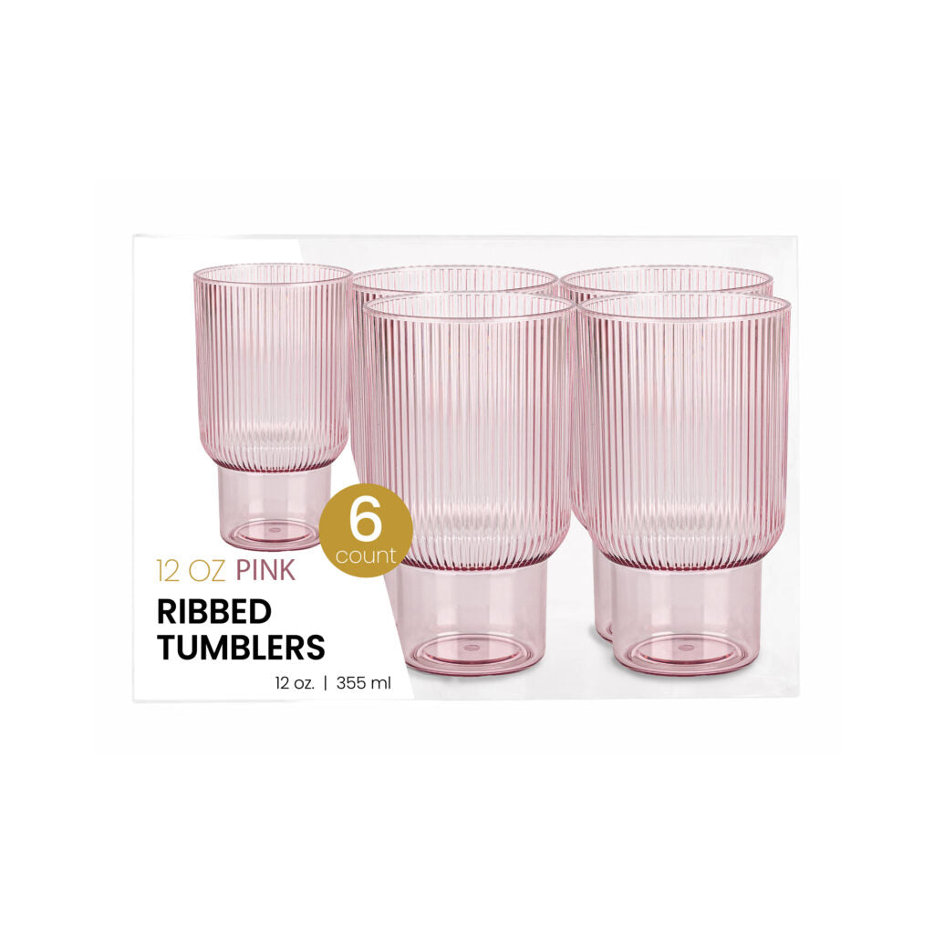Ribbed Tumblers 12 oz Pink