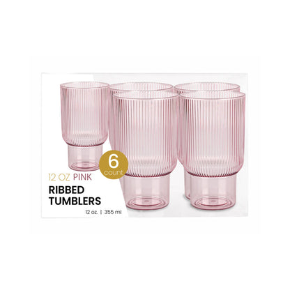 Ribbed Tumblers 12 oz Pink
