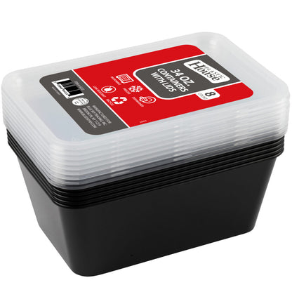 Rectangle Containers 34oz Black (8 Count)