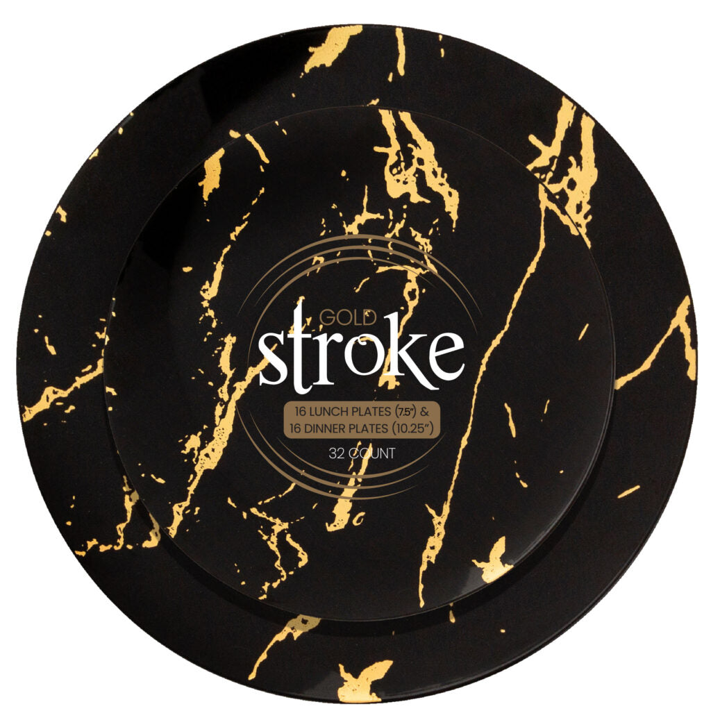 Gold Stroke Black 10.25″ & 7.5″ Plate Combo Pack (32 Count)