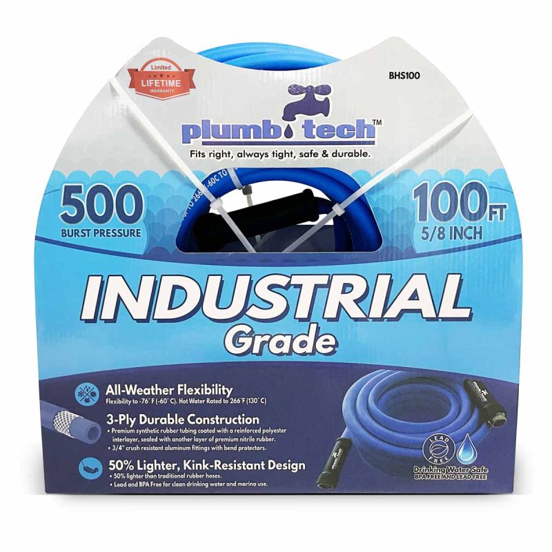 5/8" x 100' Industrial Grade Dual-Purpose Blue Synthetic Rubber Hose