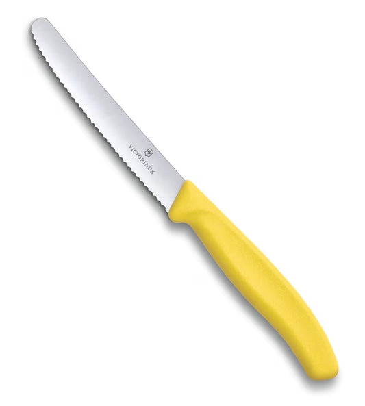 Victorinox VIC-6.7836.L118 Swiss Classic Utility-Colored 4½" Serrated Round Blade ¾ width at handle Yellow, Multi