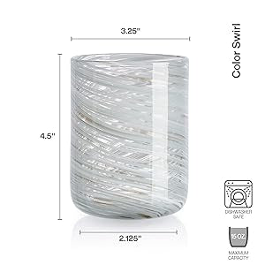 Mikasa Color Swirl Grey Set of 4 Double Old Fashion Drinking Glasses, 15 Ounce