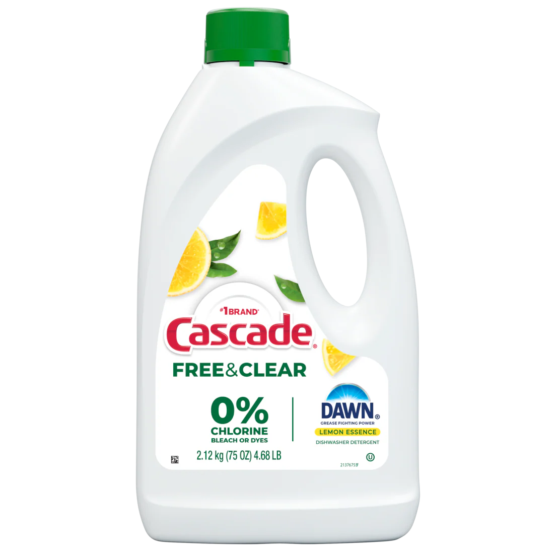 Cascade Free & Clear Dishwasher Detergent Liquid Gel Dish Detergent Dishwasher Soap Lemon - 75oz