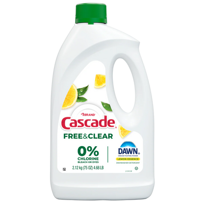 Cascade Free & Clear Dishwasher Detergent Liquid Gel Dish Detergent Dishwasher Soap Lemon - 75oz