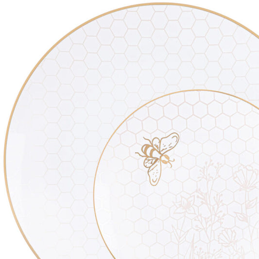 Honey Bee Deluxe Combo 7" & 10" Plates White/Gold