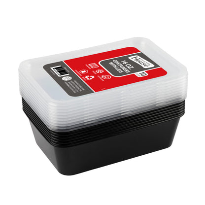 Rectangle Containers 16oz Black (10 Count)