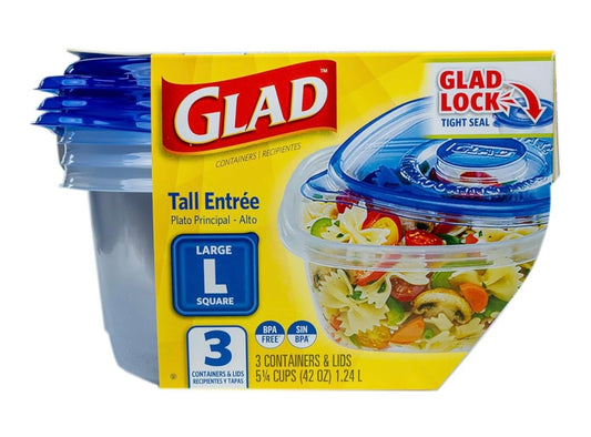 GLAD Large square containers 42oz 3pc
