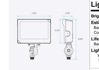 Luxrite LR40370 35W UNIVERSAL FLOOD LIGHT KNUCKLE MOUNT - CCT & WATTAGE SELECTABLE