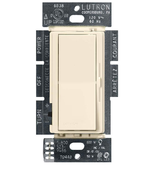 Lutron Diva LED+ Dimmer Light Switch for Dimmable LED, Halogen, and Incandescent Bulbs, 150 Watt, Single-Pole or 3-Way, DVCL-153P-AL, Almond