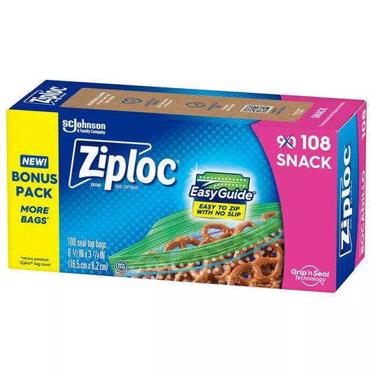 Ziploc snack bags, 108 count