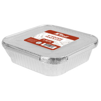 Square 8″ Pans/Lids Combo (5 Pans 5 Lids)
