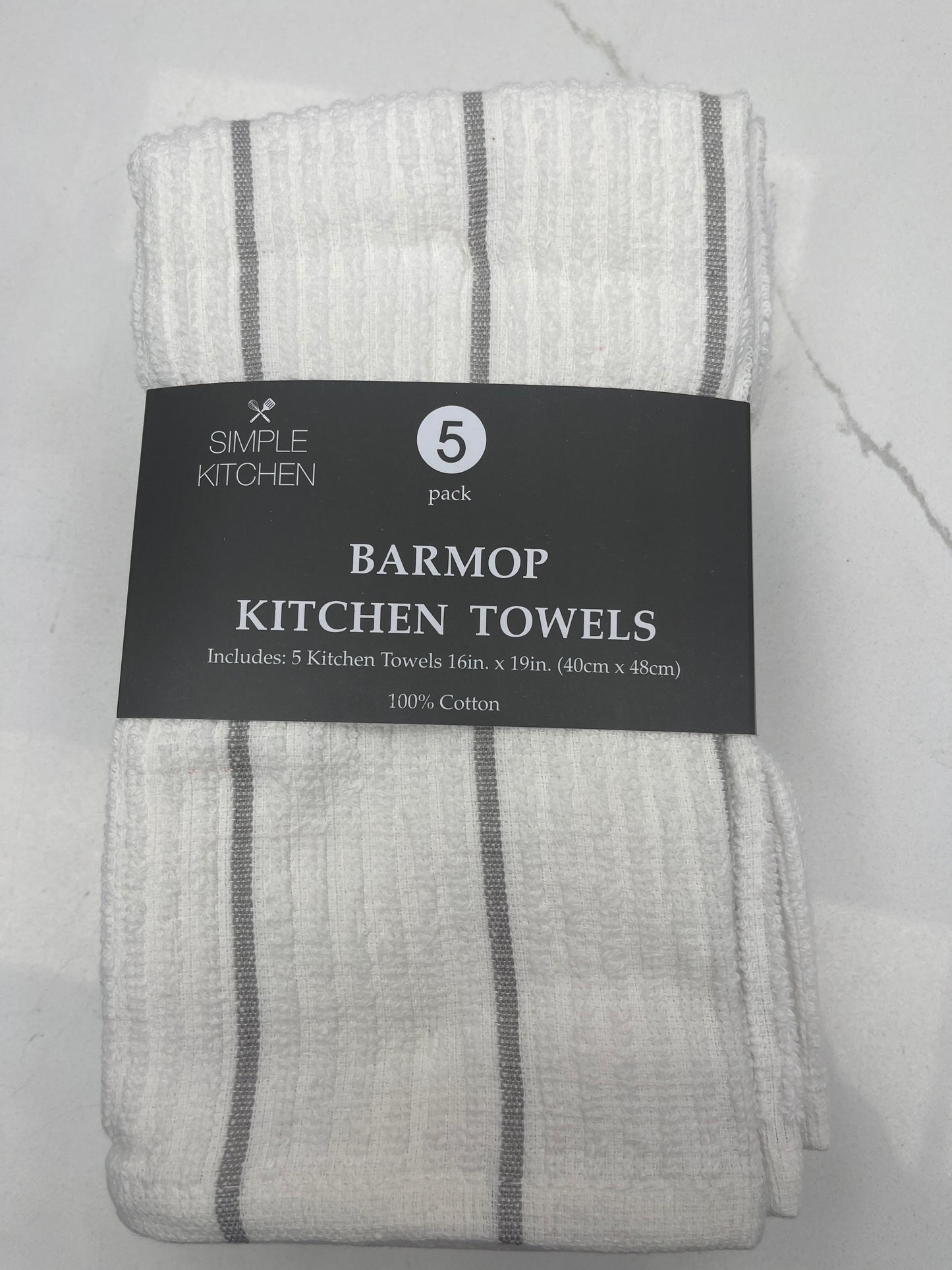 5 pack Barmop kitchen Towels 100% cotton 16“ x 19“