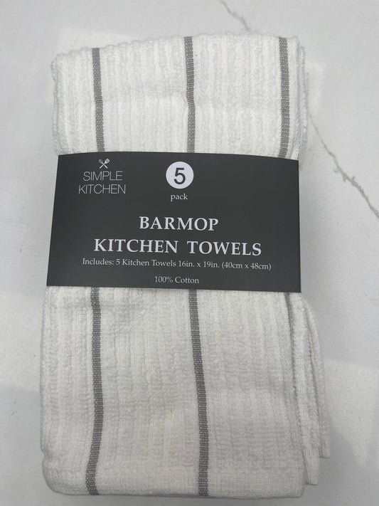 5 pack Barmop kitchen Towels 100% cotton 16“ x 19“
