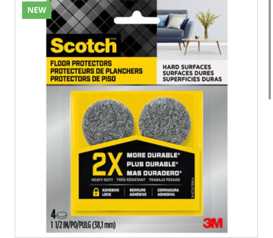 SCOTCH 2X HEAVY DUTY 1.5″ FELT PADS PK/4