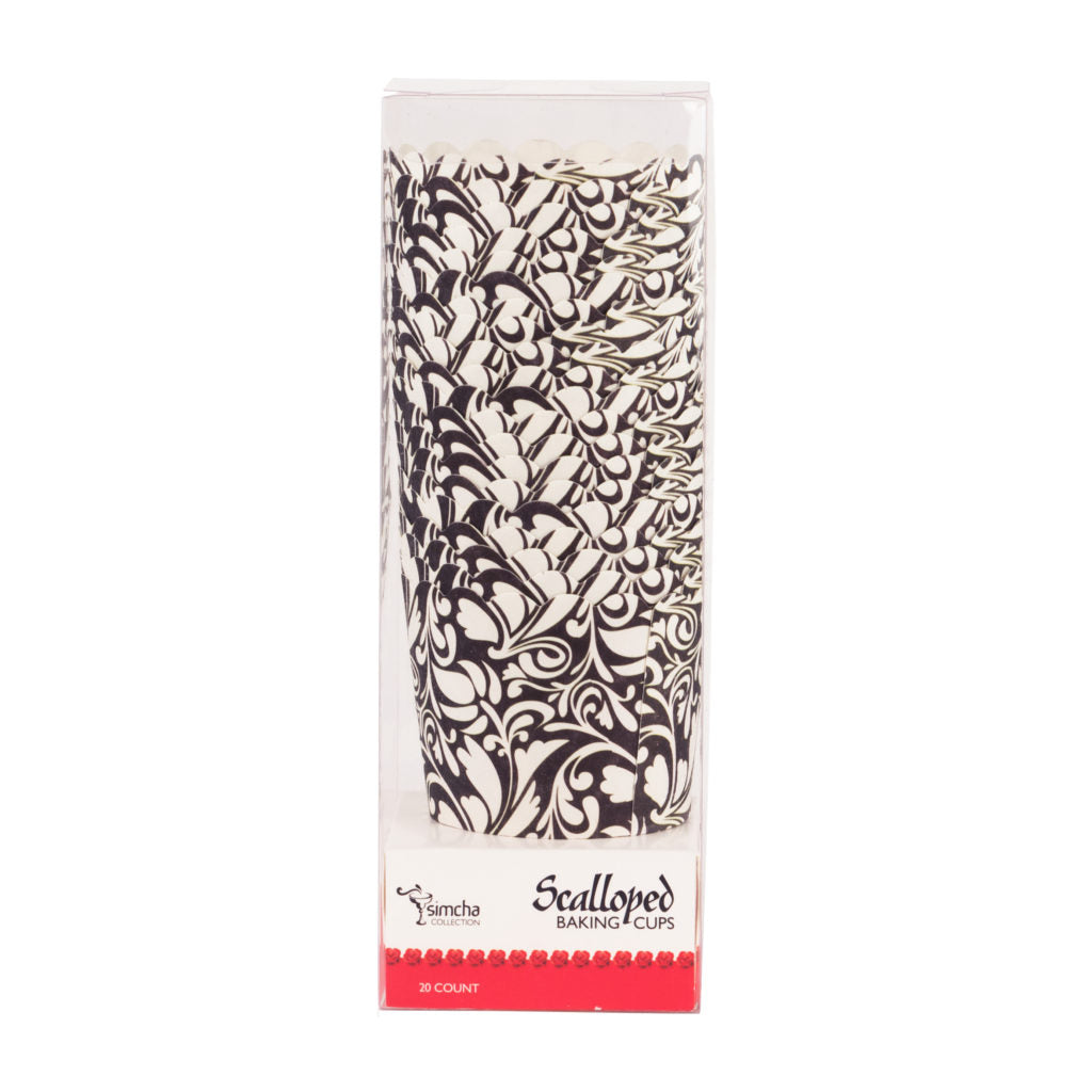 Scalloped black/white design Small Baking Cups (20 Count)
