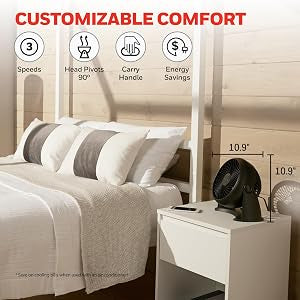Honeywell TurboForce Air Circulator, Small Tabletop Fan, Quiet Personal Fan for Home or Office, 3 Speeds, 90 Degree Pivoting Head, Black, HT900