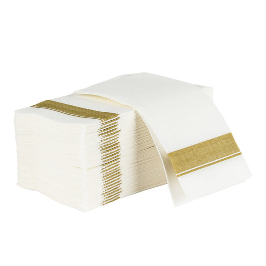 Cloth-Like Dinner Napkins Gold Border