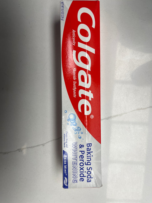 Colgate Baking Soda and Peroxide Whitening Toothpaste, Brisk Mint, 8 oz