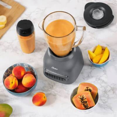 Oster - 8-Speed Glass Jar Blender with 20oz Blend-n-Go Cup - Black