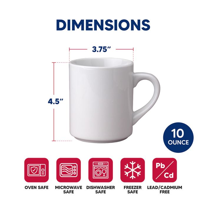 HIC Kitchen Porcelain Mug, 10oz