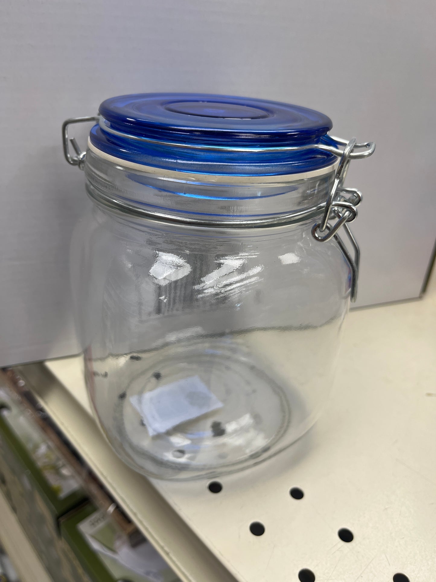 Glass jar blue top