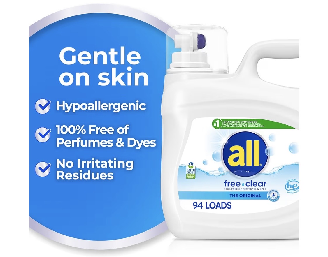 all Liquid Laundry Detergent Free Clear, 118 Ounce, 94 Loads