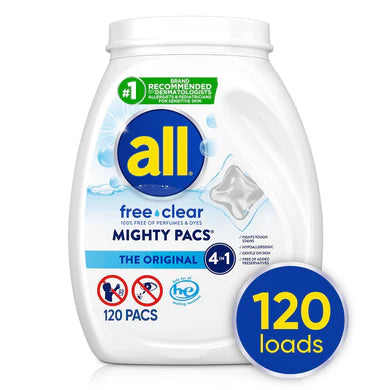all free clear MIGHTY PACS Laundry Detergent Pacs The Original - 120ct