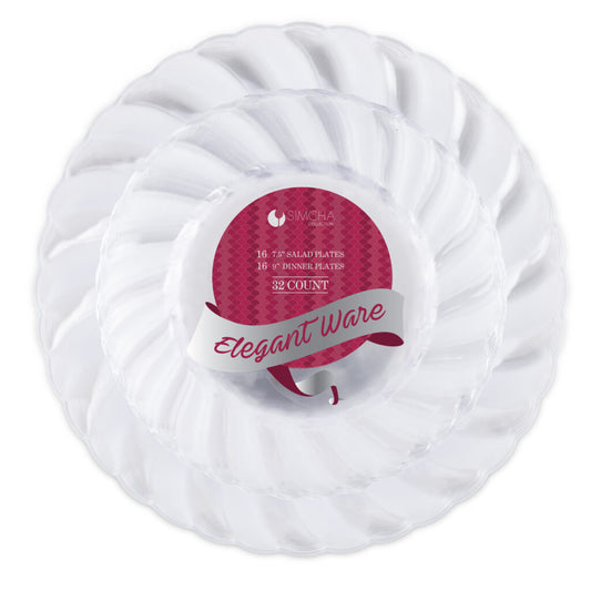 Elegant Ware Collection Clear Combo Shrink 7″ & 9″ Plates (16 Count x 2)