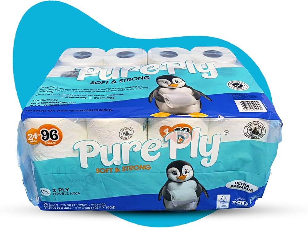 Ultra-Soft 2-Ply Toilet Paper, 300 Sheets, 24 Embossed Rolls, Septic-Safe