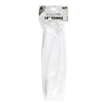 Scalloped Tongs 12″ White (2 Count)