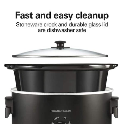 Hamilton Beach 7 qt. Black Slow Cooker with Folding Handles